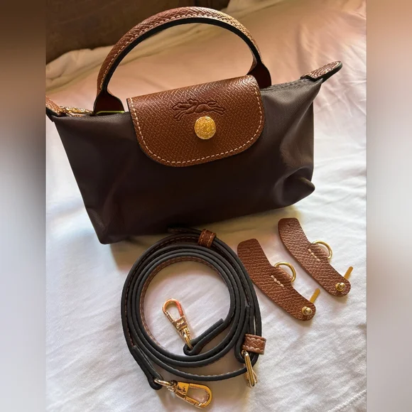 Longchamp Chocolate Brown Color Mini Bag with Removable Strap NWT - Picture 6 of 6